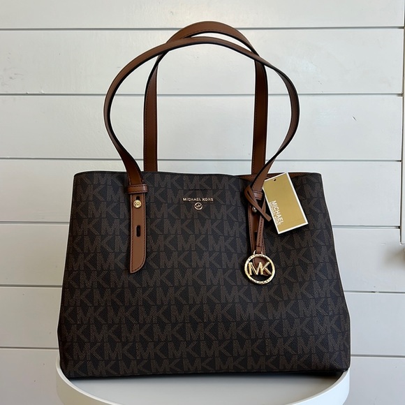 NWT MICHAEL KORS MEL BROWN LUGGAGE LARGE TOTE